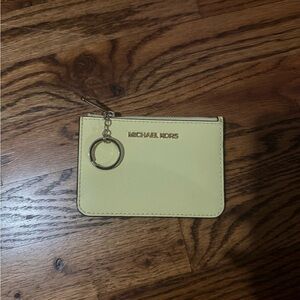 Michael Kors Pale Yellow Saffiano Leather Cardholder with Key Ring